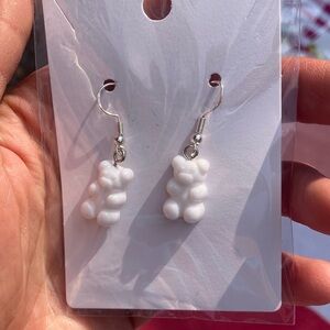 White Gummy Bear earrings.